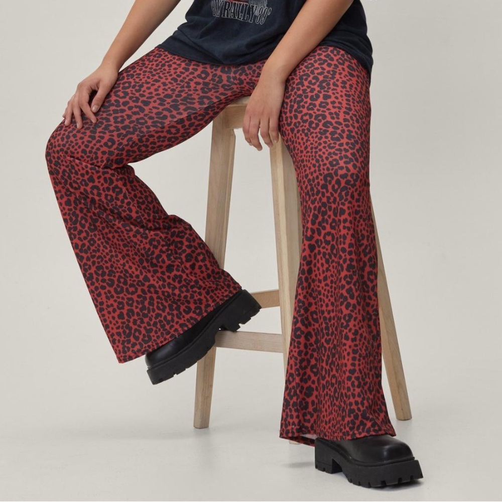 NWT leopard print kick flare pants